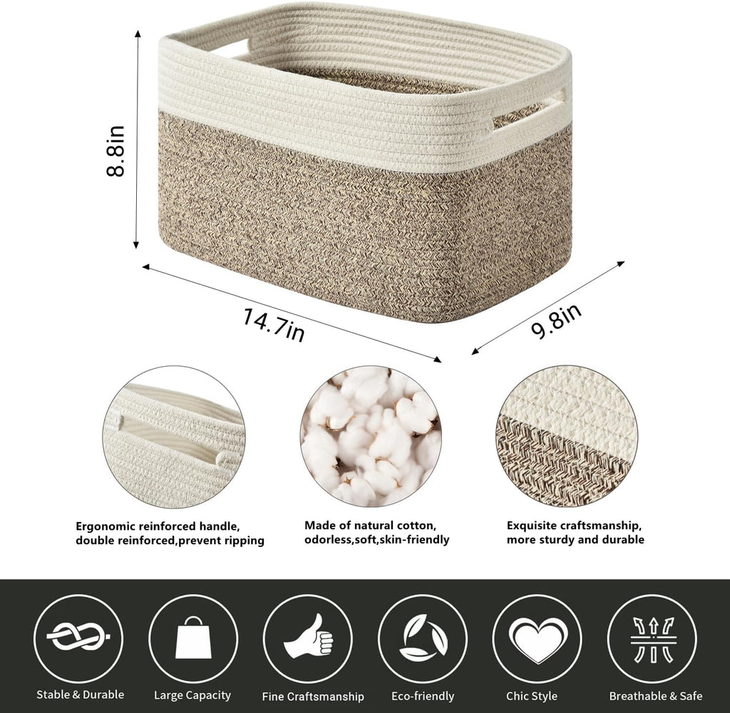 Storage Basket,Woven Baskets for Storage,Cotton Rope Baskets for Organizing,book Basket,towel,Toy