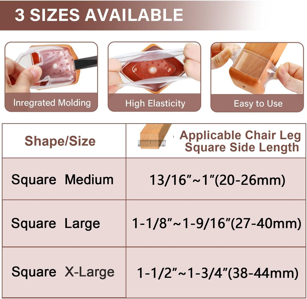 Chair Leg Floor Protectors Square Chair Leg Protectors for Hardwood Floors Silicone Caps Felt