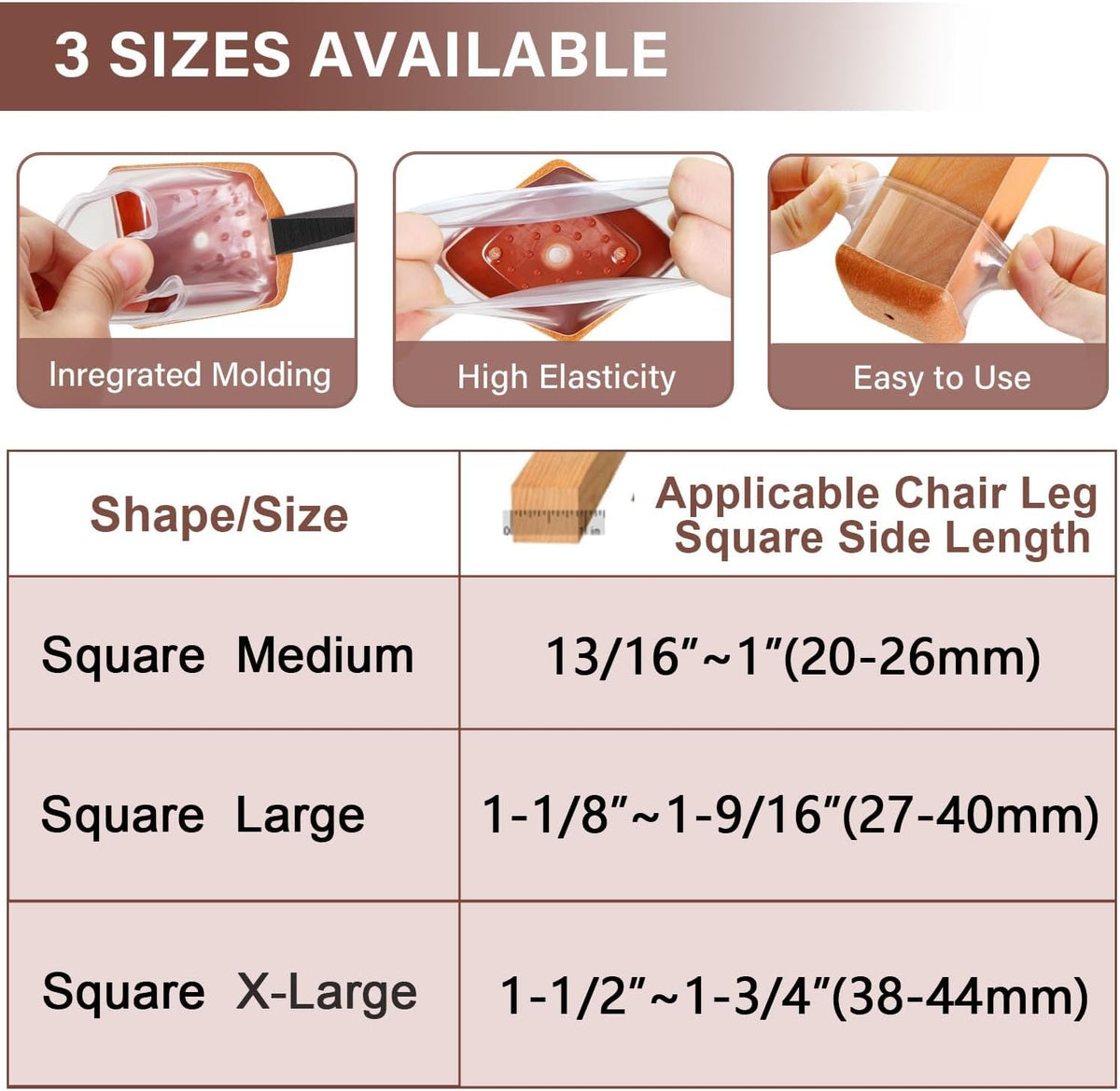 Chair Leg Floor Protectors Square Chair Leg Protectors for Hardwood Floors Silicone Caps Felt