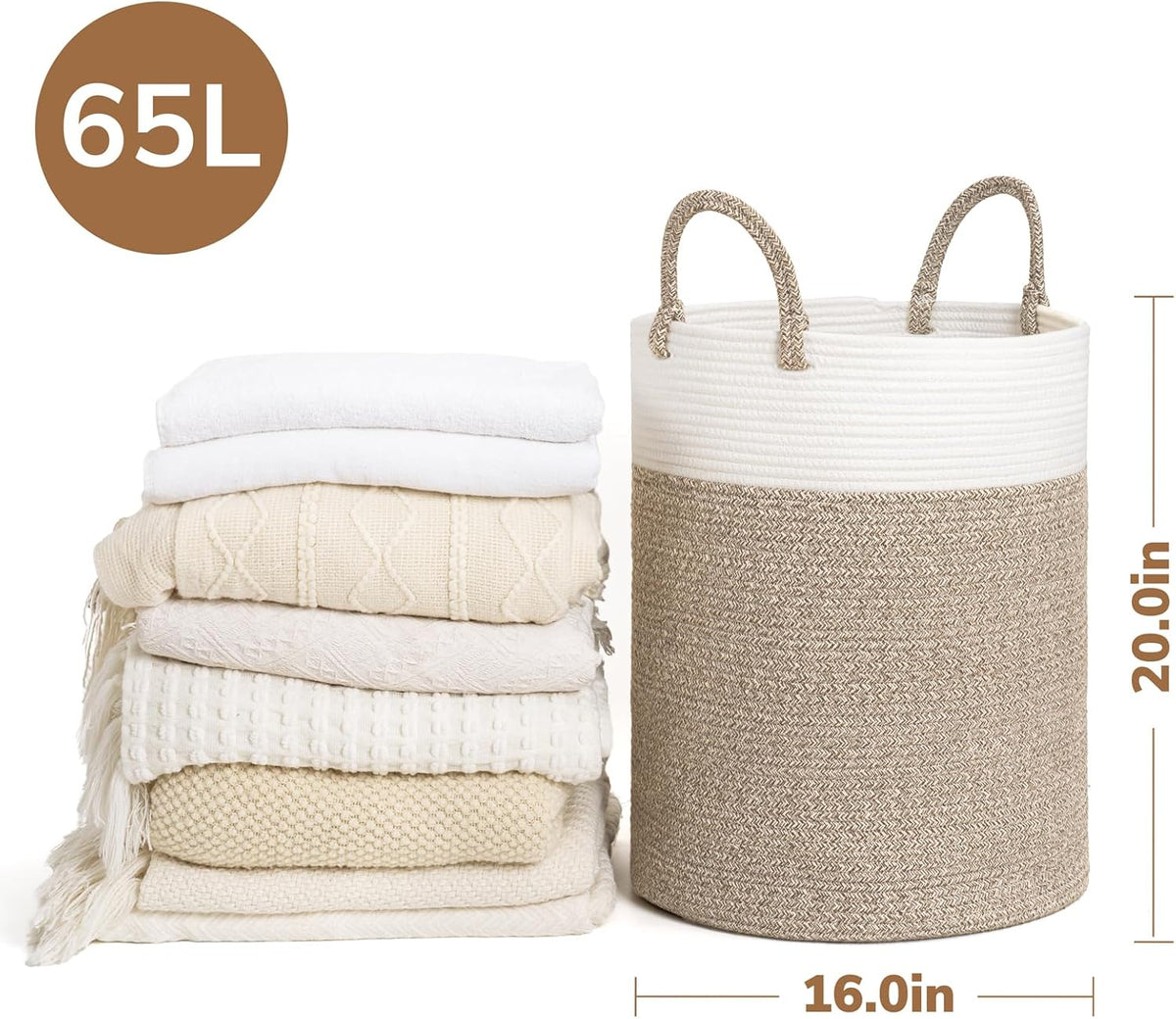INDRESSME Tall Wicker Laundry Basket, Large Woven Clothes Hamper for Bedroom, Bathroom, Living