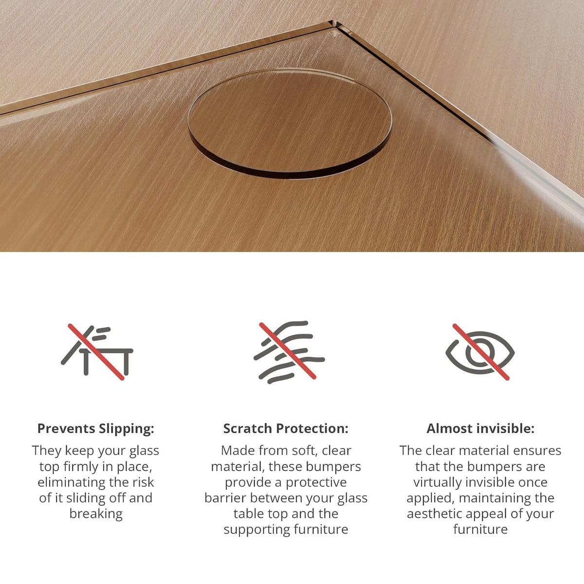 X-Protector Glass Table Top Bumpers - 20 PCS 1.2"- Self-Adhesive Glass Table Top Anti Slip Pads