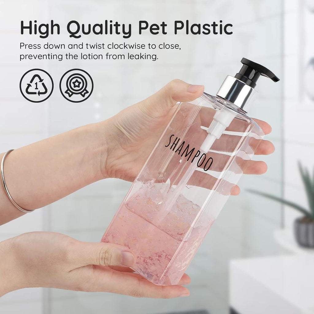 Segbeauty 3pcs Clear Soap Dispenser, 16.9oz Refillable Shampoo Conditioner Bottles, 500ml Empty