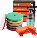 SPTA Polishing Pads, 5Pc 5 Inch 125mm Orbital Buffer Polisher Pads and 1Pc Microfiber Buffing Pads