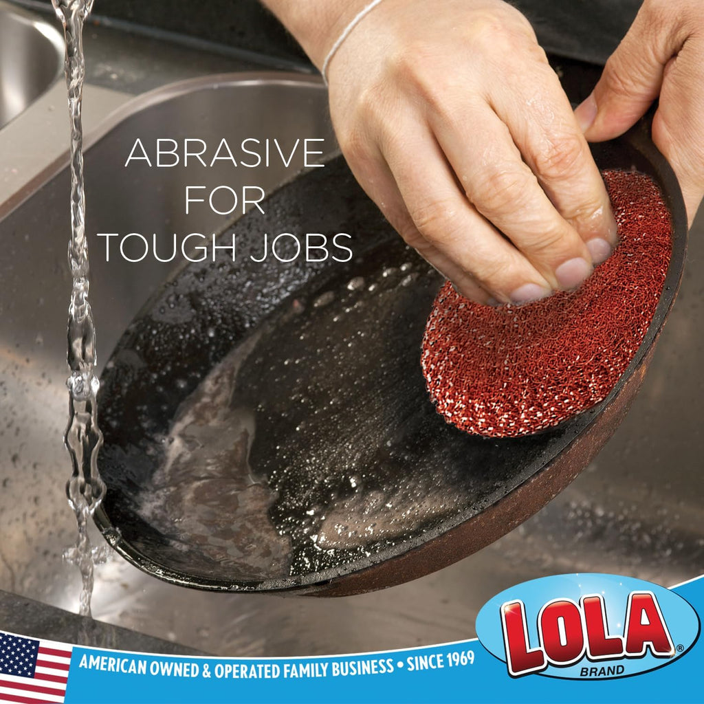 Copper Mesh Scouring Pad by LOLA, 2 Pack, 45 Grams, 4" Heavy Duty Cleaning Pads, Copper Coated
