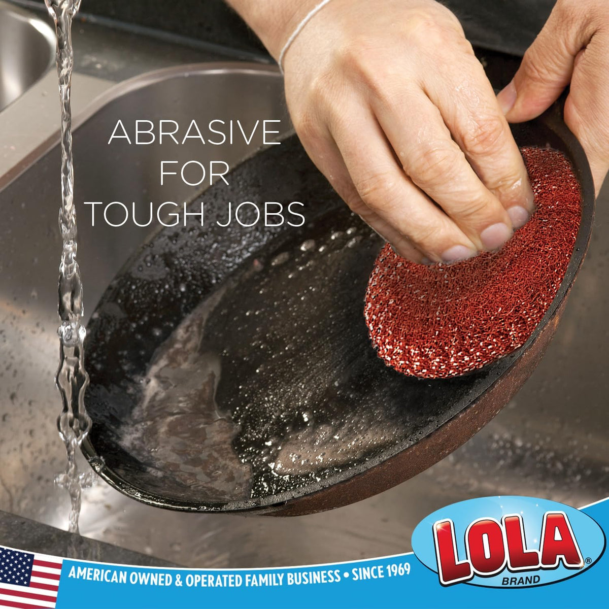 Copper Mesh Scouring Pad by LOLA, 2 Pack, 45 Grams, 4" Heavy Duty Cleaning Pads, Copper Coated