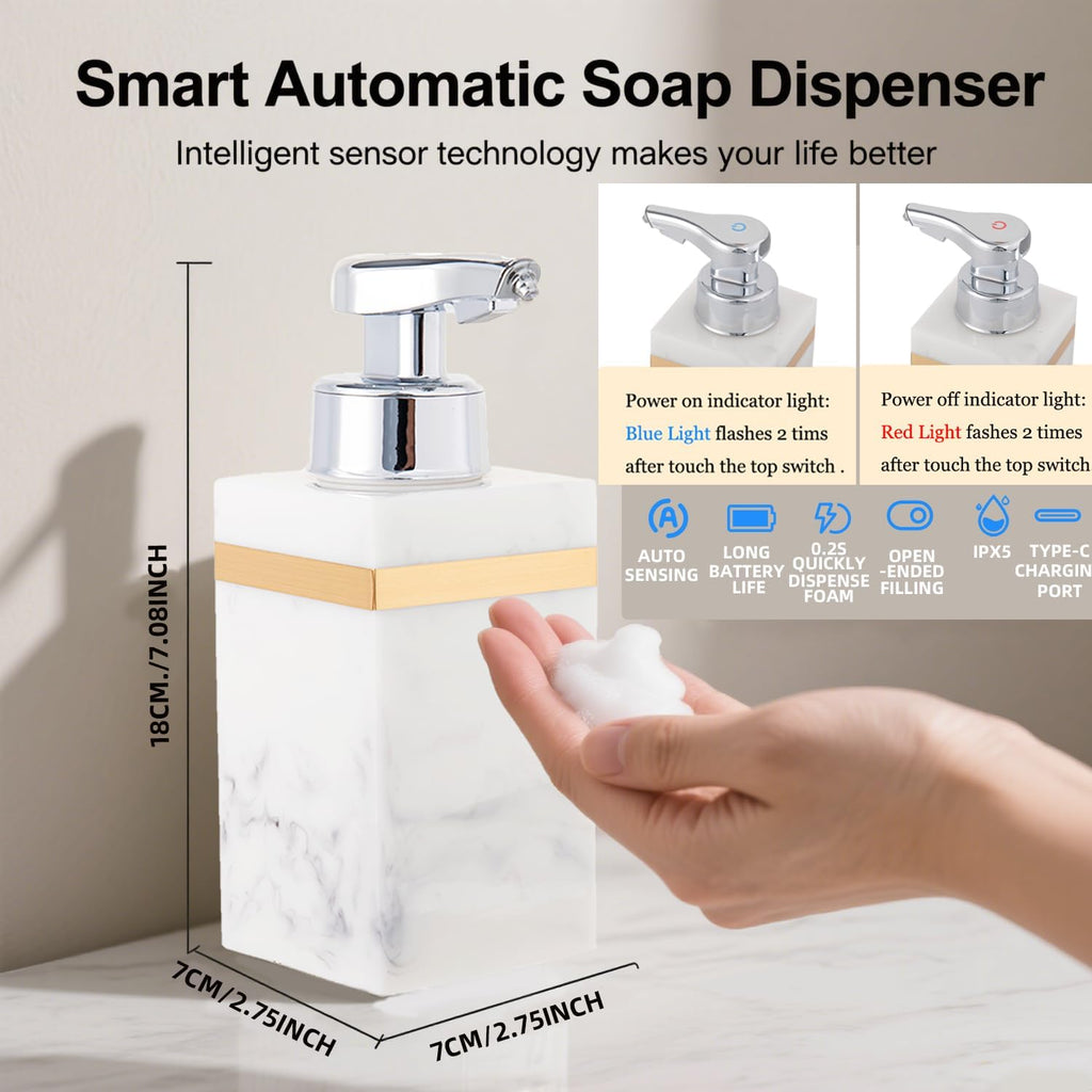 Automatic Foam Soap Dispenser, Touchless Bathroom Kitchen Dish Soap Dispenser with Adjustable