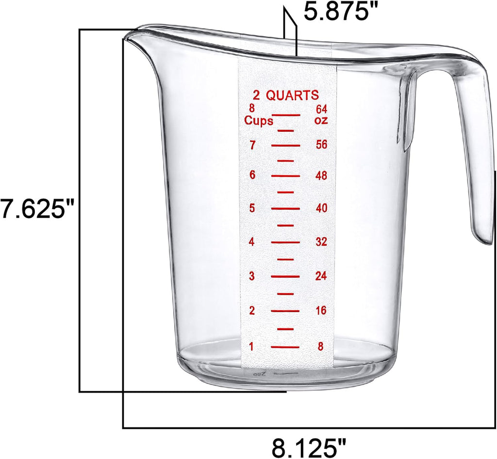 Amazing Abby - Melissa - 64-Ounce Plastic Measuring Pitcher (1-Pack), 8-Cup (2-Quart) Food-Grade