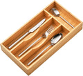 Umilife Bamboo Kitchen Drawer Organizer, 7 Inch Silverware Utensils Tray Holder for Small Drawer
