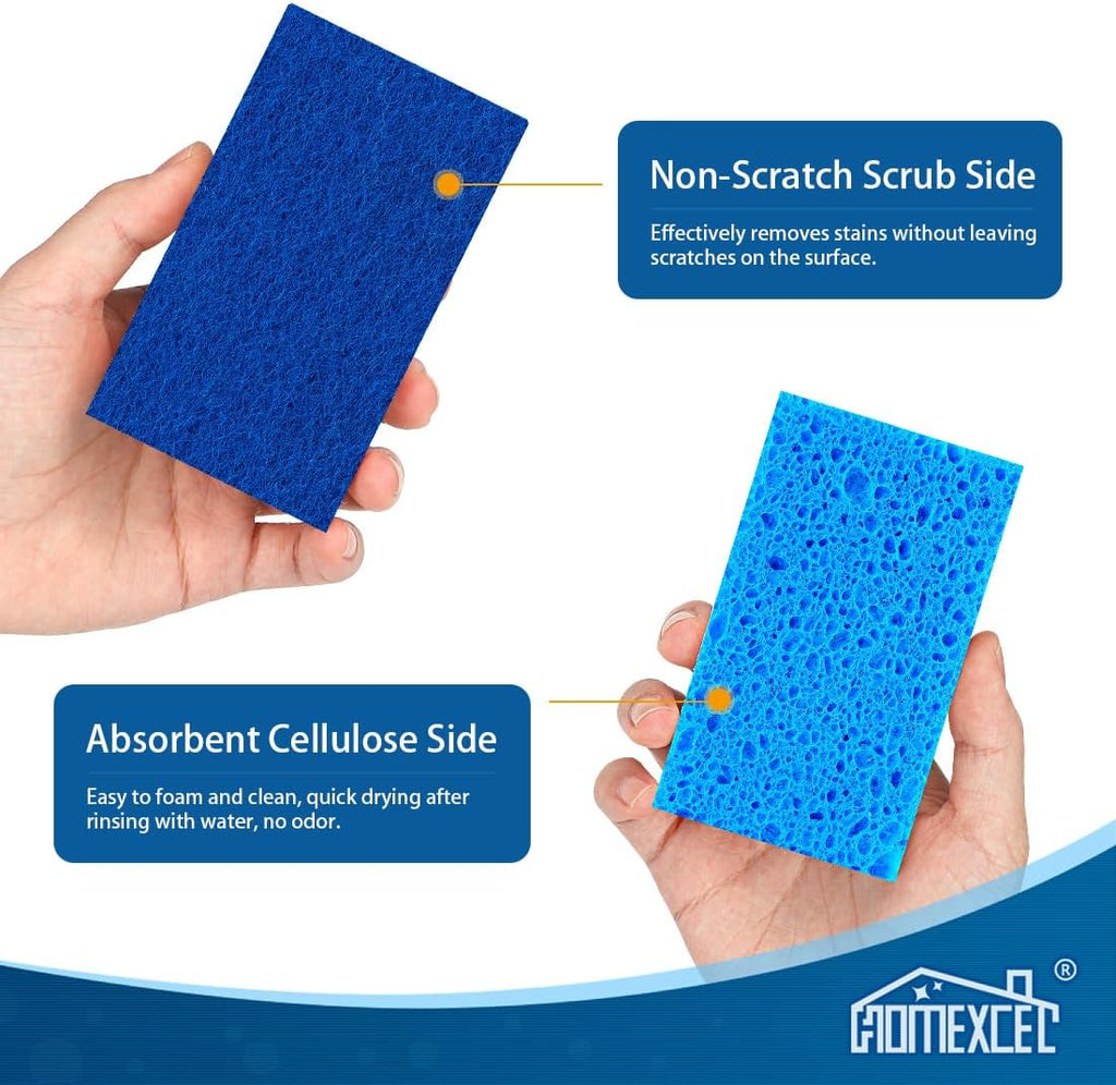 HOMEXCEL Sponges Kitchen 6pcs, Non-Scratch Sponges for Dishes, Scrub Cleaning Sponge Safe on