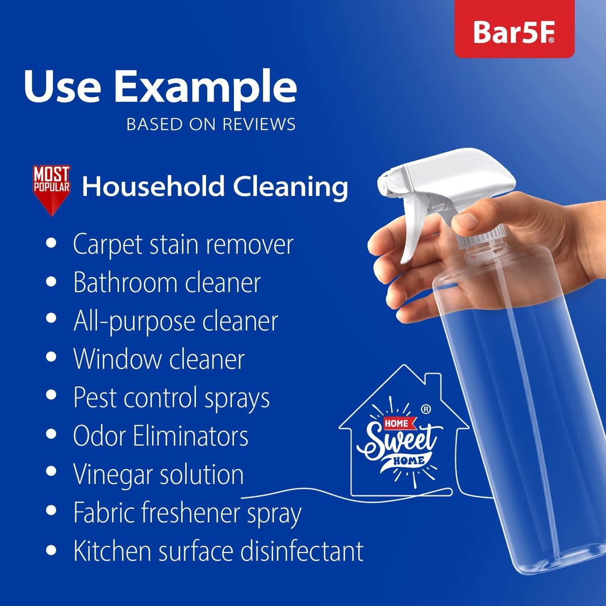Bar5F Plastic Spray Bottles with Mixor Trigger, 32 oz | Professional, Leak Proof, Empty, Adjustable