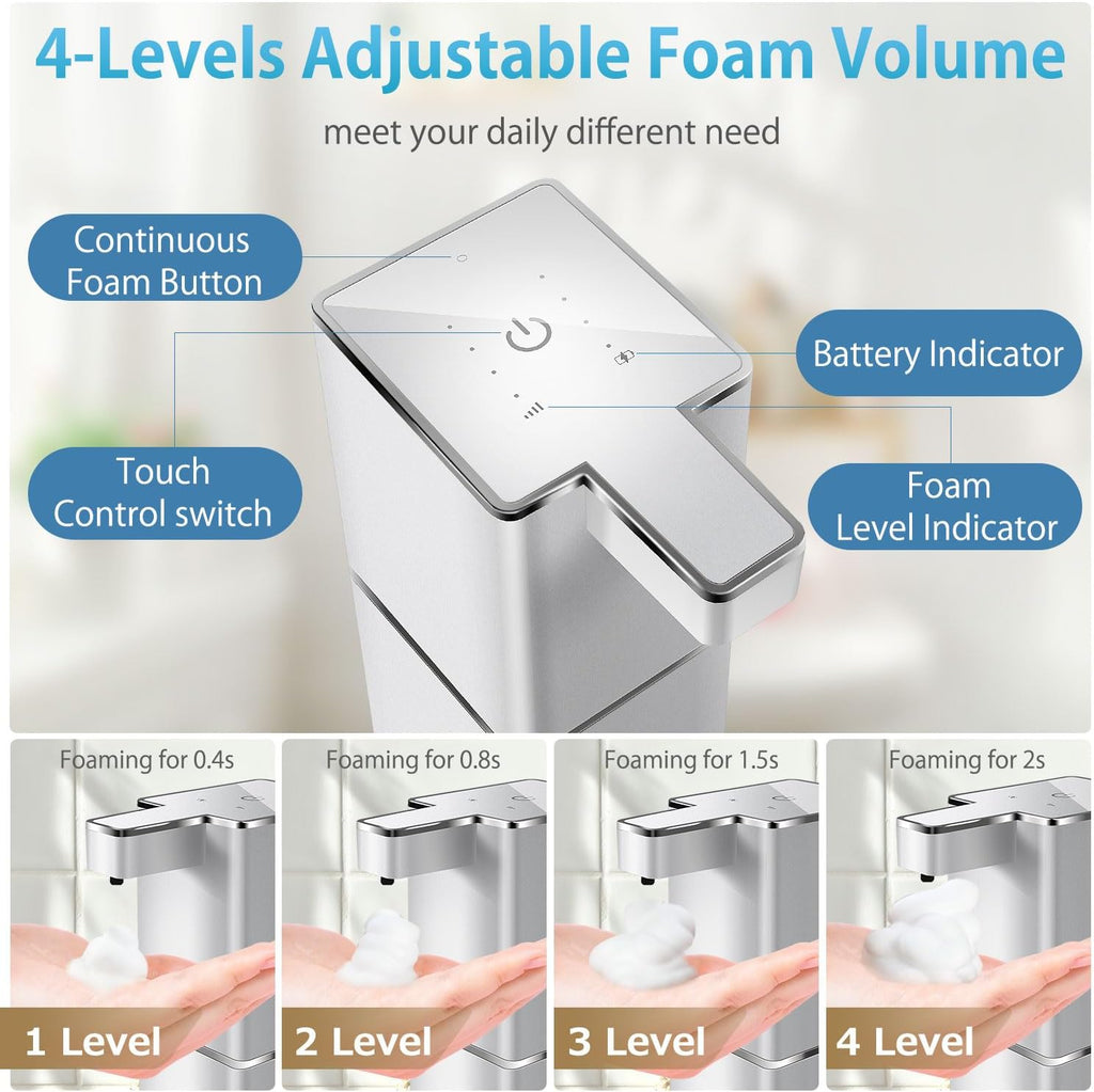 Automatic Foaming Soap Dispenser Touchless 380ml/12.8oz Rechargeable Hand Soap Dispenser Wall