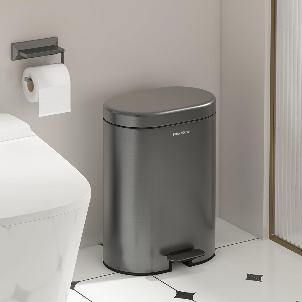 3.2 Gallon Small Bathroom Step Trash Can with Removable Inner Bucket,Round Stainless Steel Garbage