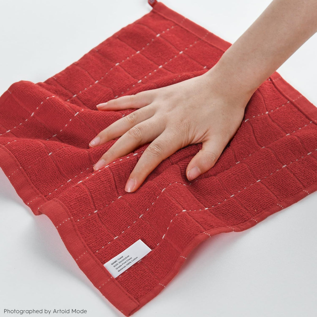 Artoid Mode Checkered Designed Cotton Terry Kitchen Dish Cloths, 12x12 Inch Soft Absorbent Quick