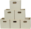 Household Essentials 82-1 Foldable Fabric Storage Bins | Set of 6 Cubby Cubes with Handles | Natural