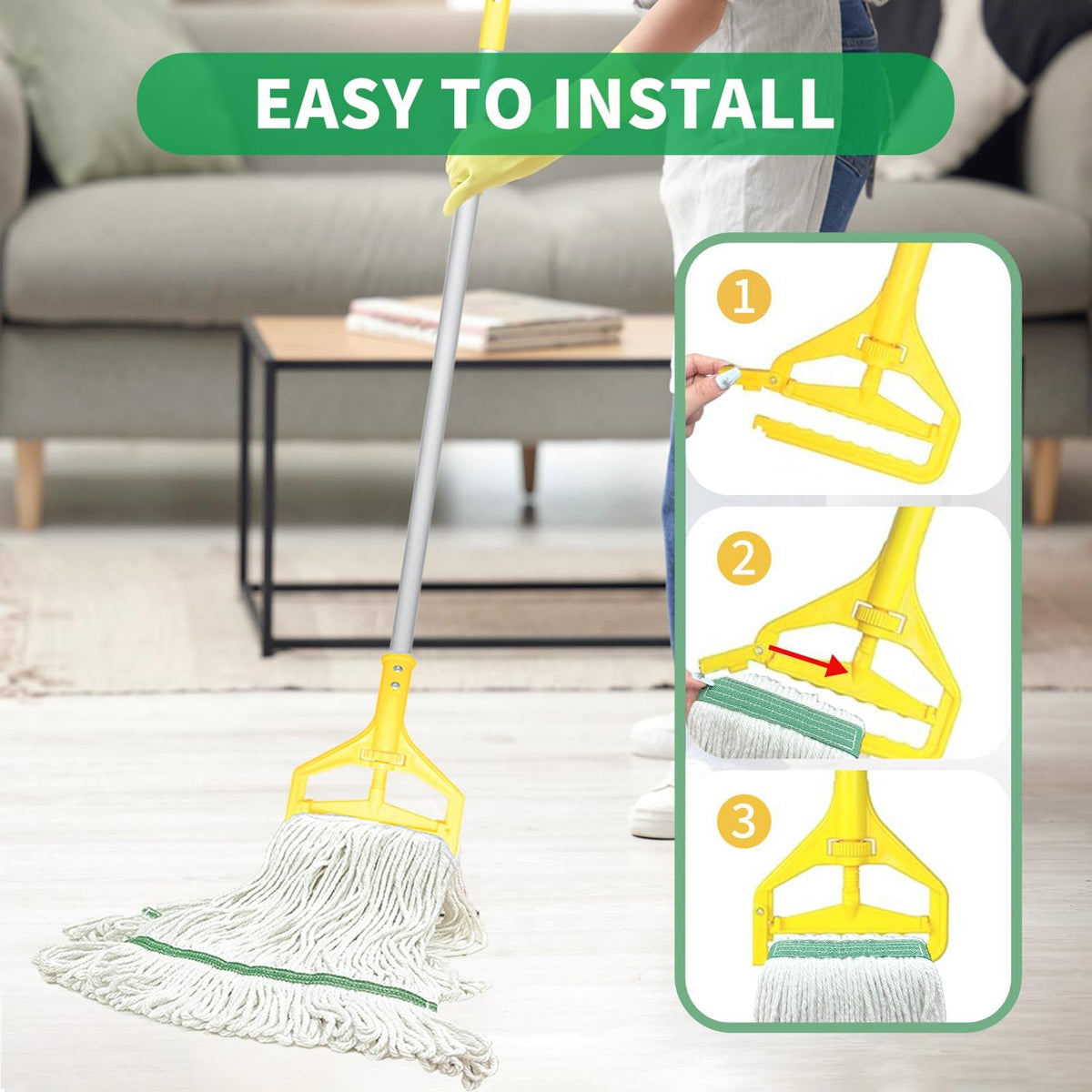 6 Pack Commercial Heavy Duty Mop Heads Heavy Cotton Looped End String Mop Head for Home Industrial