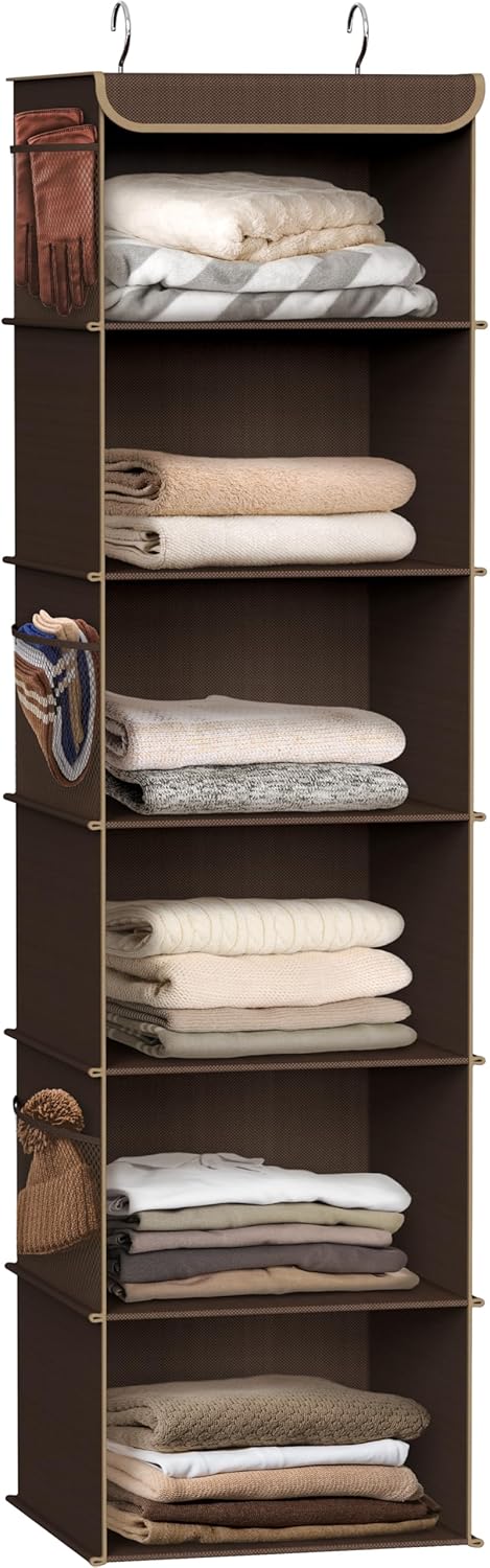 Simple Houseware 6 Shelf Hanging Closet Organizer, Brown