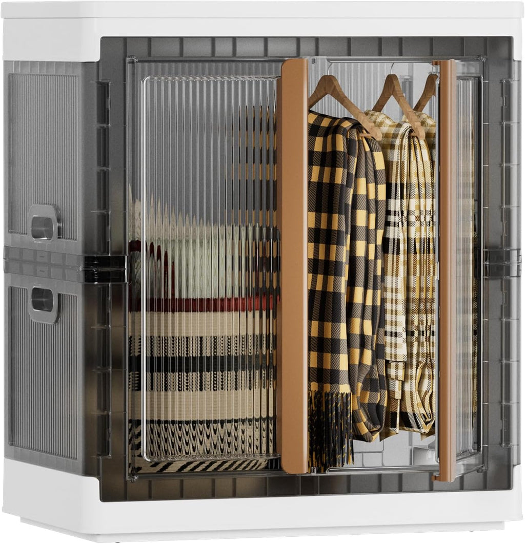 HAIXIN Closet Organizers and Storage, Collapsible Clothing Storage with Closet Rod and Clothes