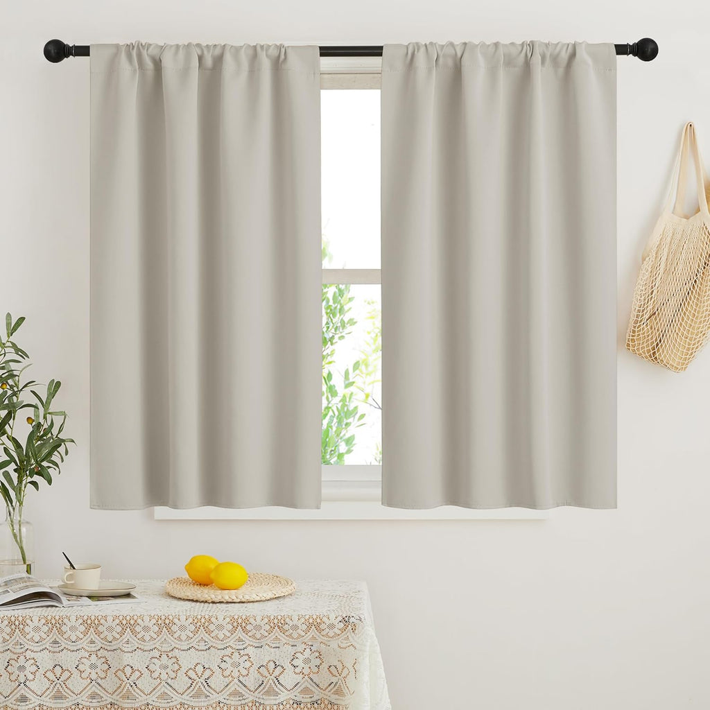 RYB HOME Blackout Short Cafe Curtains, Privacy Light Block Small Window Curtains for Bedroom