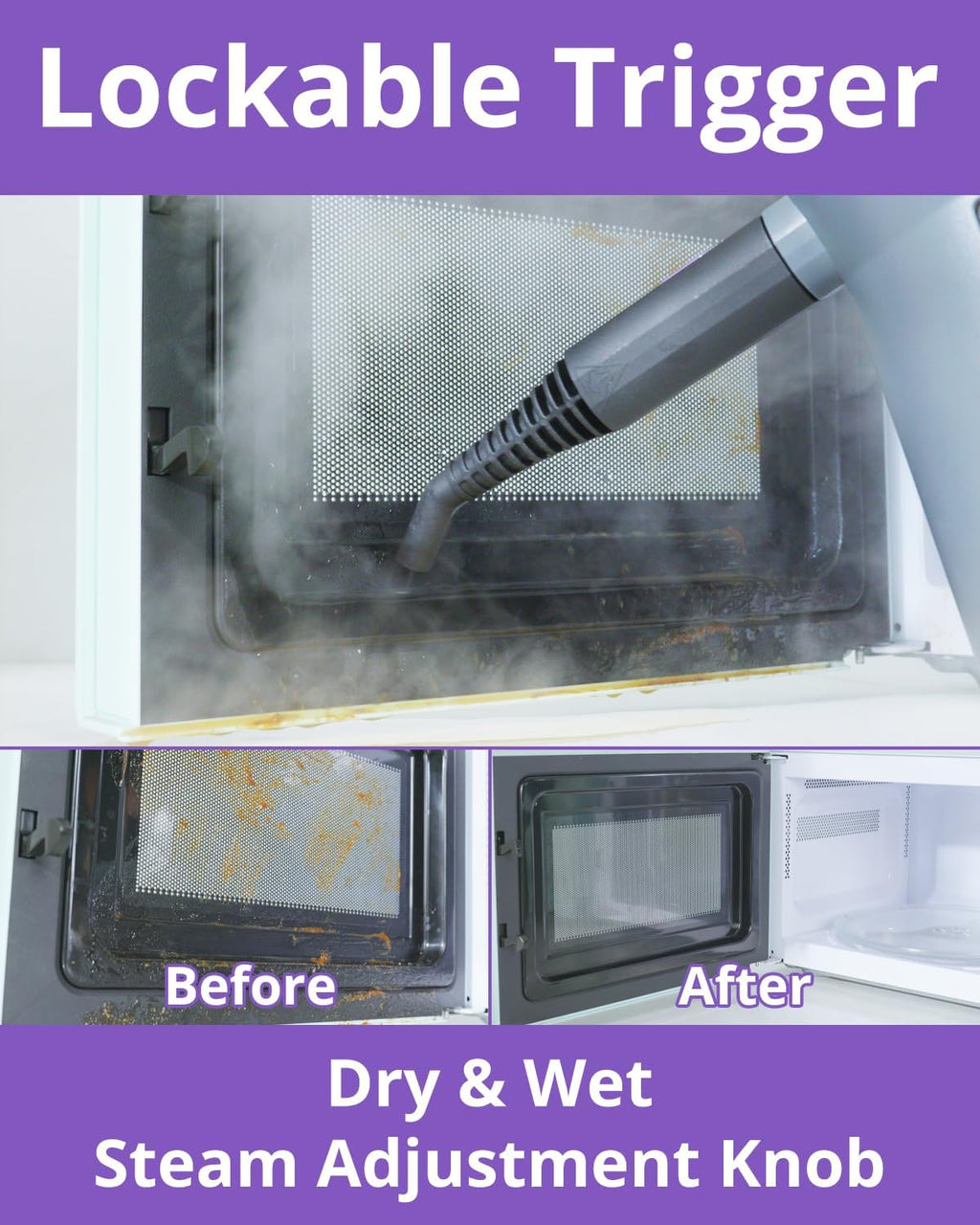 Steam Cleaner Handheld: Fast 10-Sec Heat-Up-750mL (25oz) Tank-No Cooling-Refill Anytime-Lockable