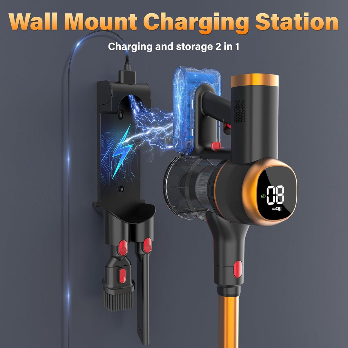 Tikom V500 Cordless Vacuum Cleaner for Home, 40000Pa/450W Stick Vacuum with LED Touch Screen