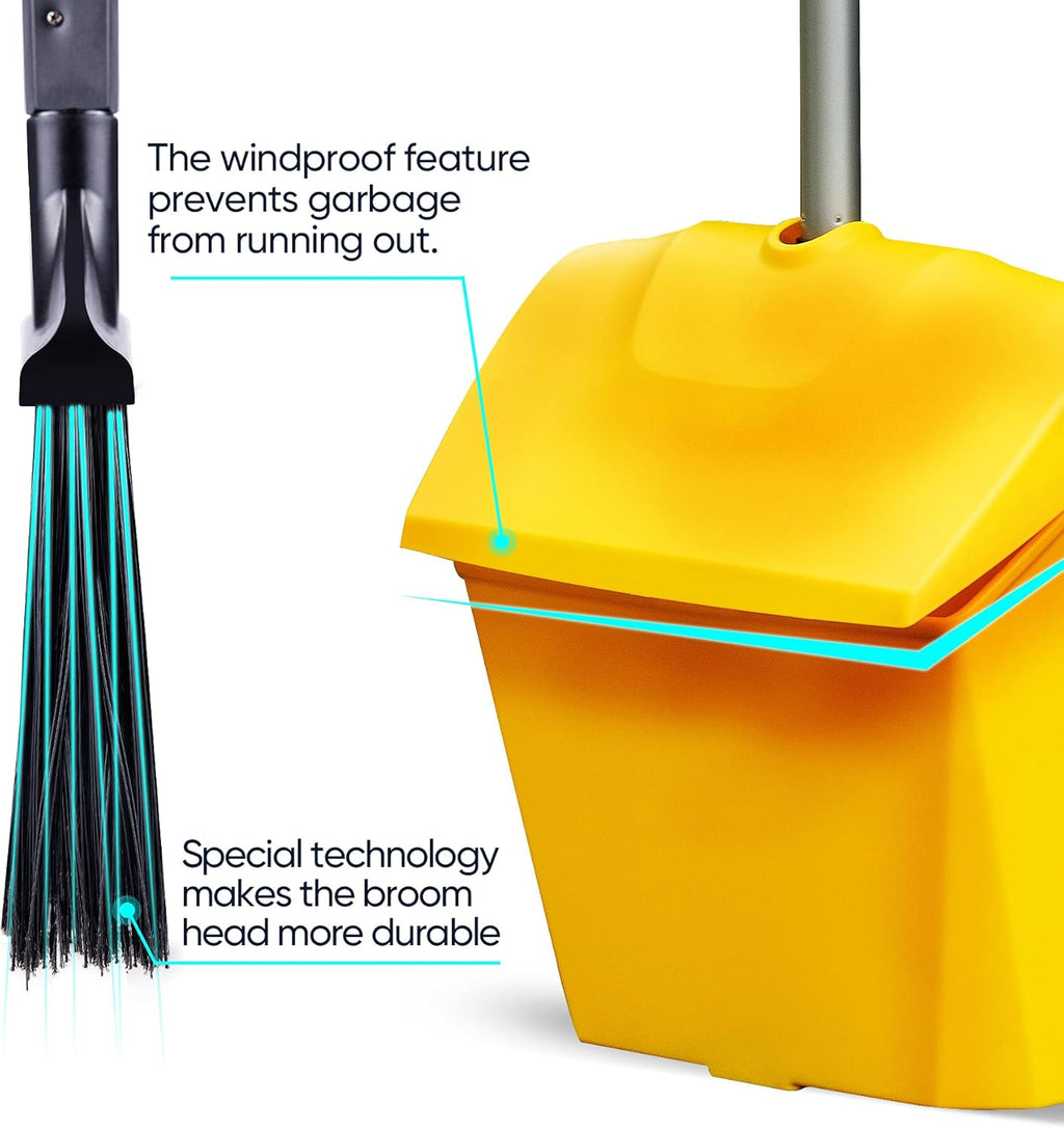 Yocada Commercial Broom and Dustpan Set with Windproof Cover Commercial Outdoor Indoor for