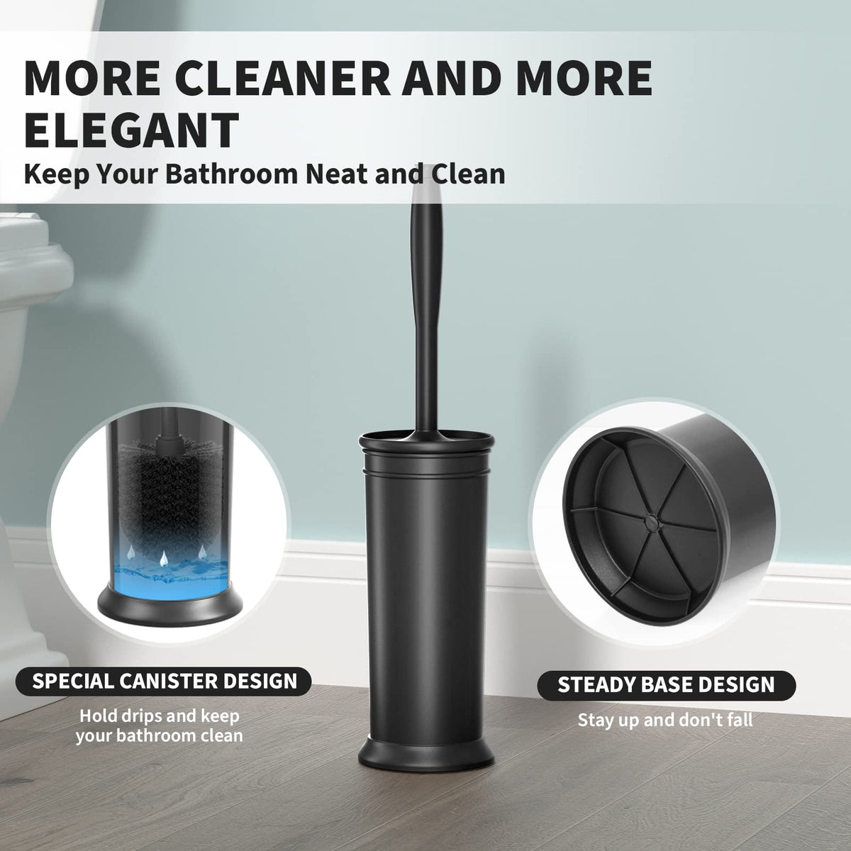 Toilet Brush and Holder 2 Pack, Toilet Bowl Brush with Extra Long Handle, Toilet Scrubber and