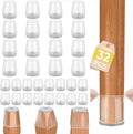 BALEINE 32 Pack Silicone Chair Leg Floor Protectors, Stool Leg Protectors Cap, Non-Slip Chair Leg