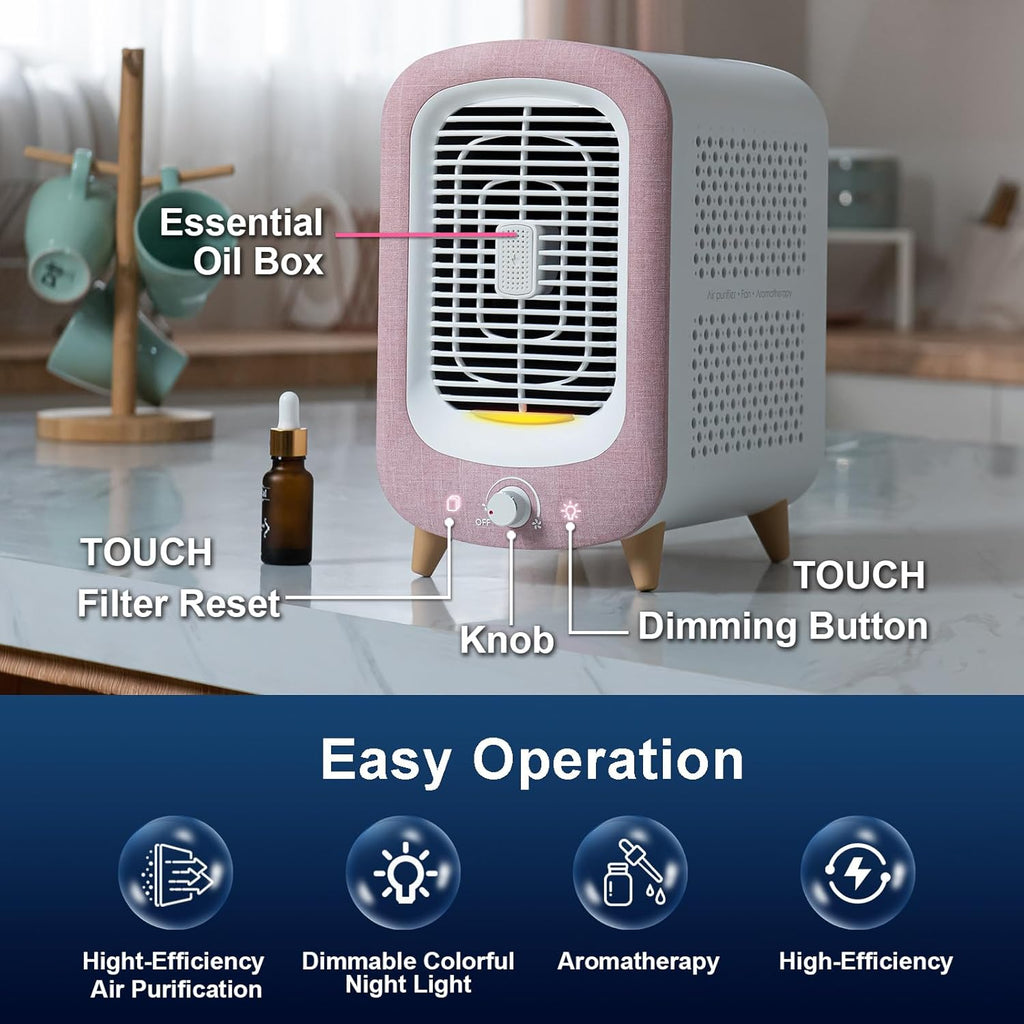 Jafanda Air Purifier for Home Bedroom 780sq ft, HEPA & Activated Carbon, Air Cleaner with Fragrance