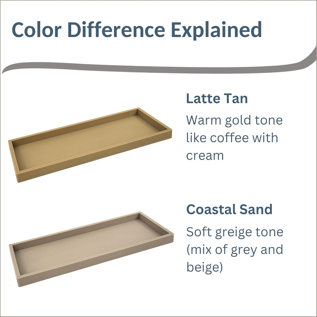 Countertop and Vanity Tray - 11.7" Silicone Bathroom Tray, Flexible Dish Soap Holder for Kitchen