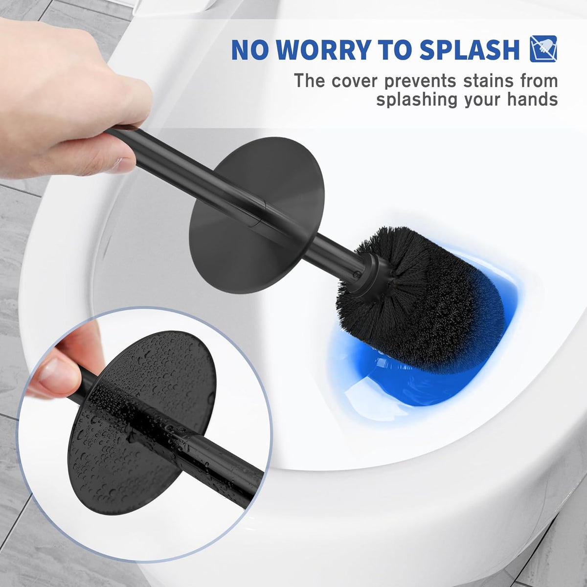 Toilet Brush and Holder, 2 Pack Toilet Brush Stainless Steel, Toilet Bowl Brush for Bathroom