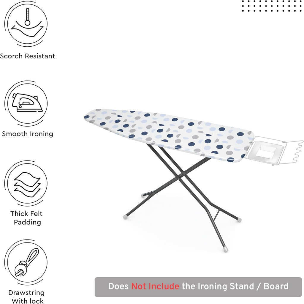 Encasa XO Ironing Board Cover and Pad 42"x14" - Thick 3mm Felt Padding, Drawstring Tightening &