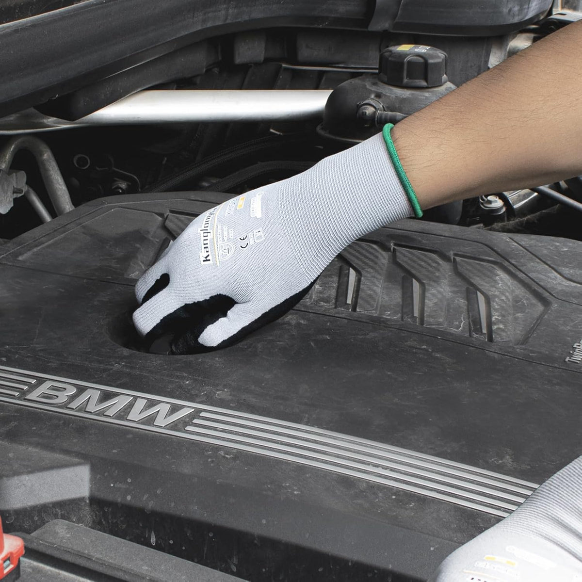 6-Paris Small Work Gloves for Men and Women, Nitrile Coated Safety Protective Gloves with Grip
