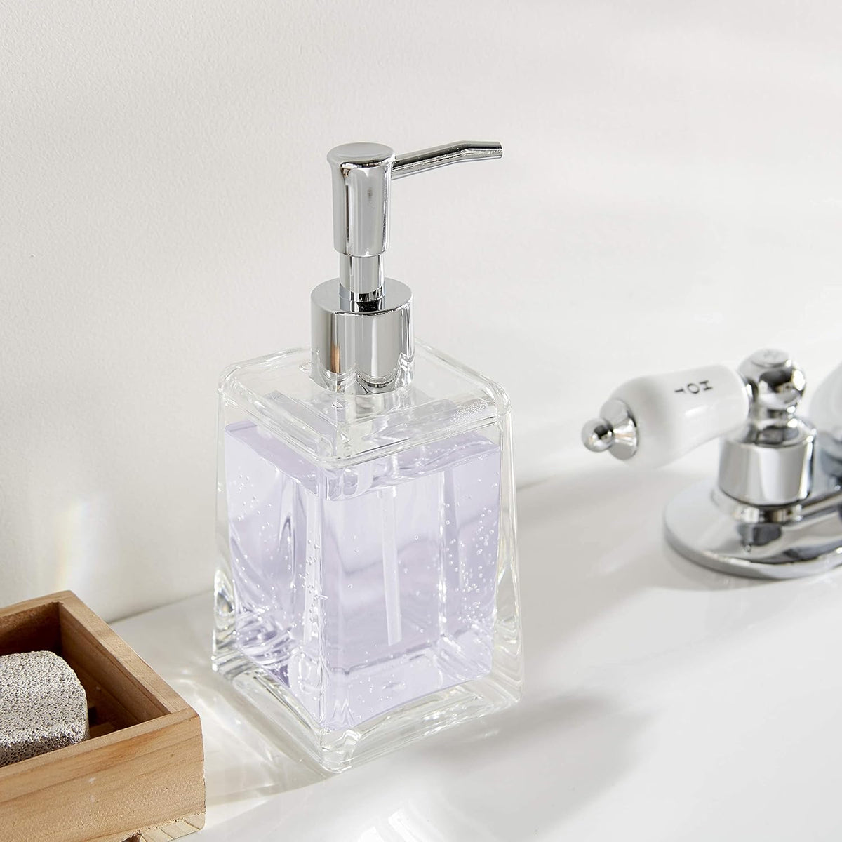 Huang Acrylic Clear Square Tapered Soap Dispenser Crystal Clear Acrylic | Sturdy and Elegant