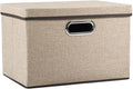 PRANDOM Collapsible Storage Cubes with Lids [1-Pack] Jute Fabric Foldable Storage Boxes Organizer