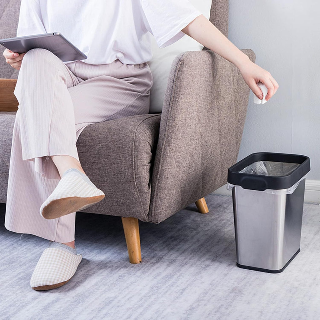 2 Pack Stainless Steel Trash Can 3 Gallon, Open Top Trash Can, 8" x 11" x 13", Rectangle Rubbish