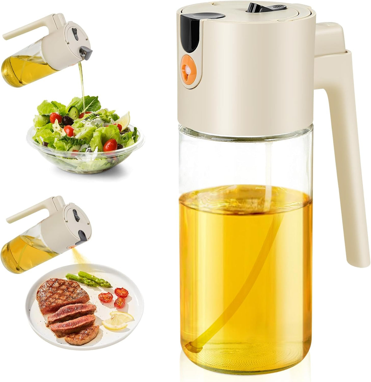 Oil Sprayer For Cooking with Leak-Proof Seal, One Touch Mist - 600ML Kitchen Oil Dispenser Bottle