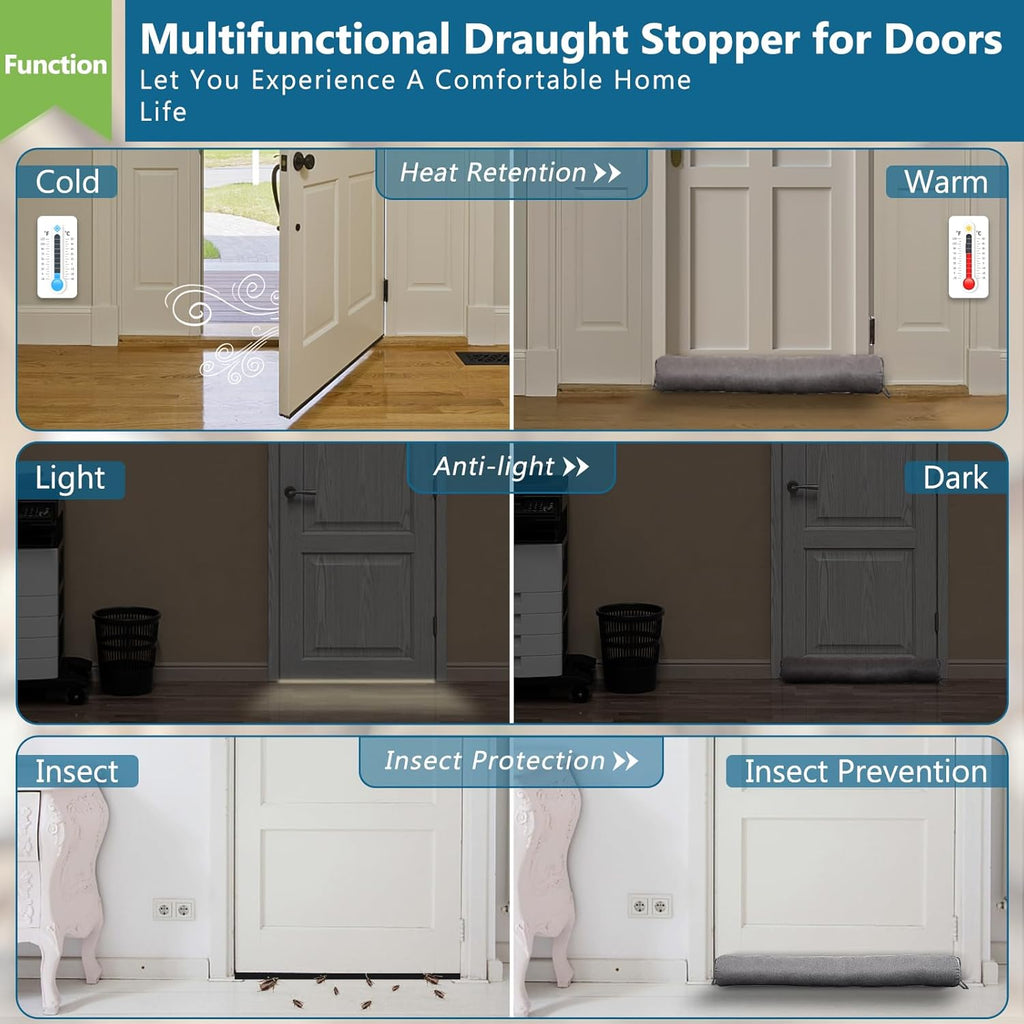 Triangular Under Door Draft Stopper 38 inch Heavy Duty Door Draft Blocker Bottom Door Seal Noise