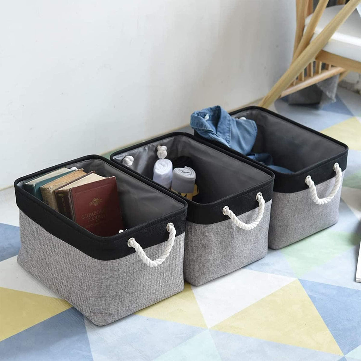 TcaFmac Storage Basket for Organizing - Large 4 Pack Canvas Decorative Storage Bins Baskets for