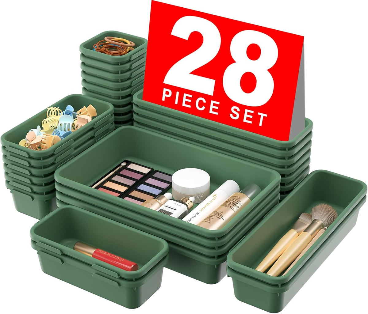 A-LuGei 【28PCS】 Drawer Organizer, Bathroom Organizers and Storage, Makeup organizer, Desk drawer