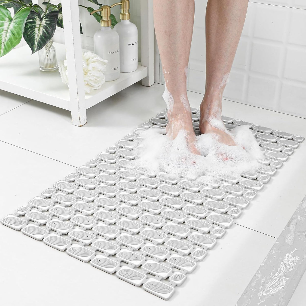Shower Mat Non Slip Bathtub Mat - 27 x 16 Inch Eco-Friendly Soft Bath Mat for Tub Non Slip Shower
