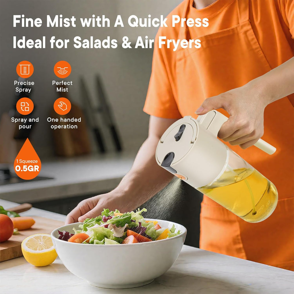 Oil Sprayer For Cooking with Leak-Proof Seal, One Touch Mist - 600ML Kitchen Oil Dispenser Bottle