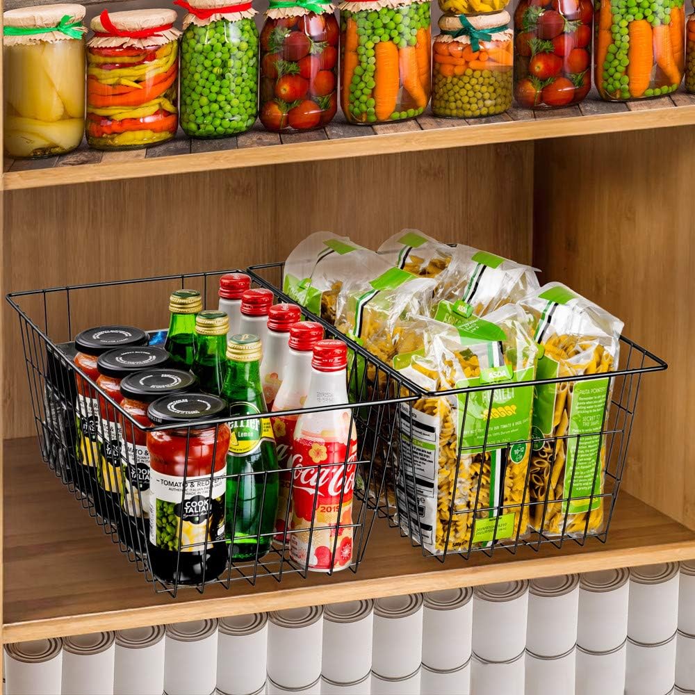 SANNO Wire Storage Baskets Freezer Baskets Farmhouse Organizer Storage Bins Large Organizer Bins