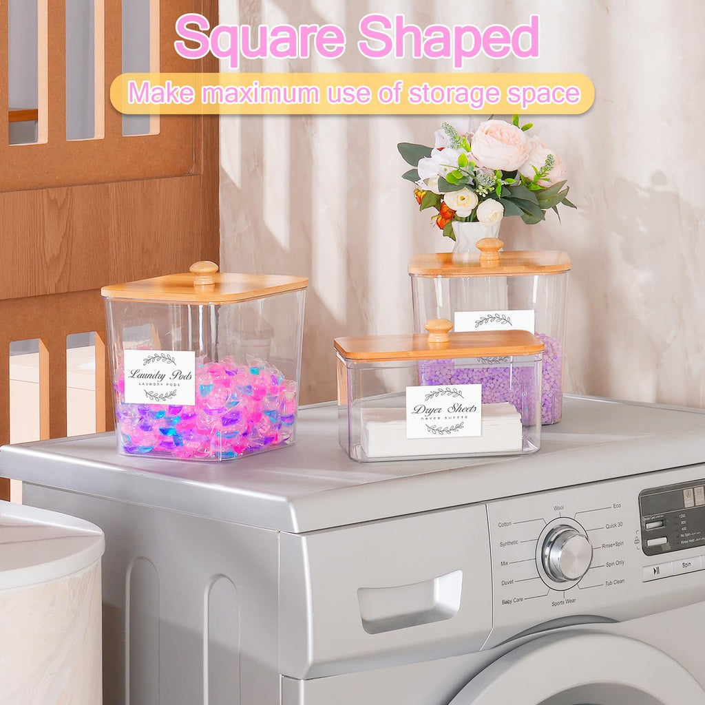 efluky 3 Pack Laundry Pods Container & Dryer Sheet Holder Set,Clear Laundry Room Organization
