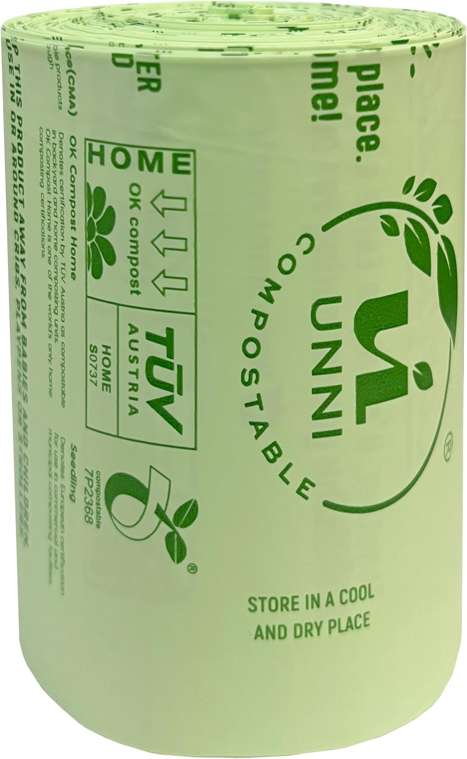 UNNI Compostable Trash Bags, 13 Gallon / 49.2 Liter, 100 Count, Extra Thick 0.9 Mil Tall Kitchen