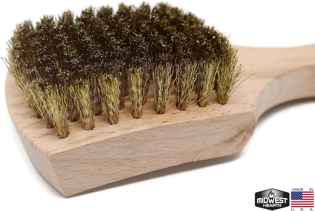 Brass Wire Utility Scrub Brush for Cleaning 9" Hardwood Handle (Made in USA)