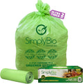 Simply Bio 60-65 Gallon Compostable Trash Bags Liners Flat-Top, Heavy Duty Extra Thick 2 Mil