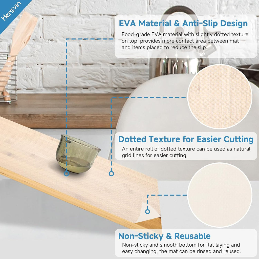 Shelf Liners 12 in x 20 ft EVA Drawer Mats, Non-Adhesive Cupboard Protector, Kitchen Cabinet Lining