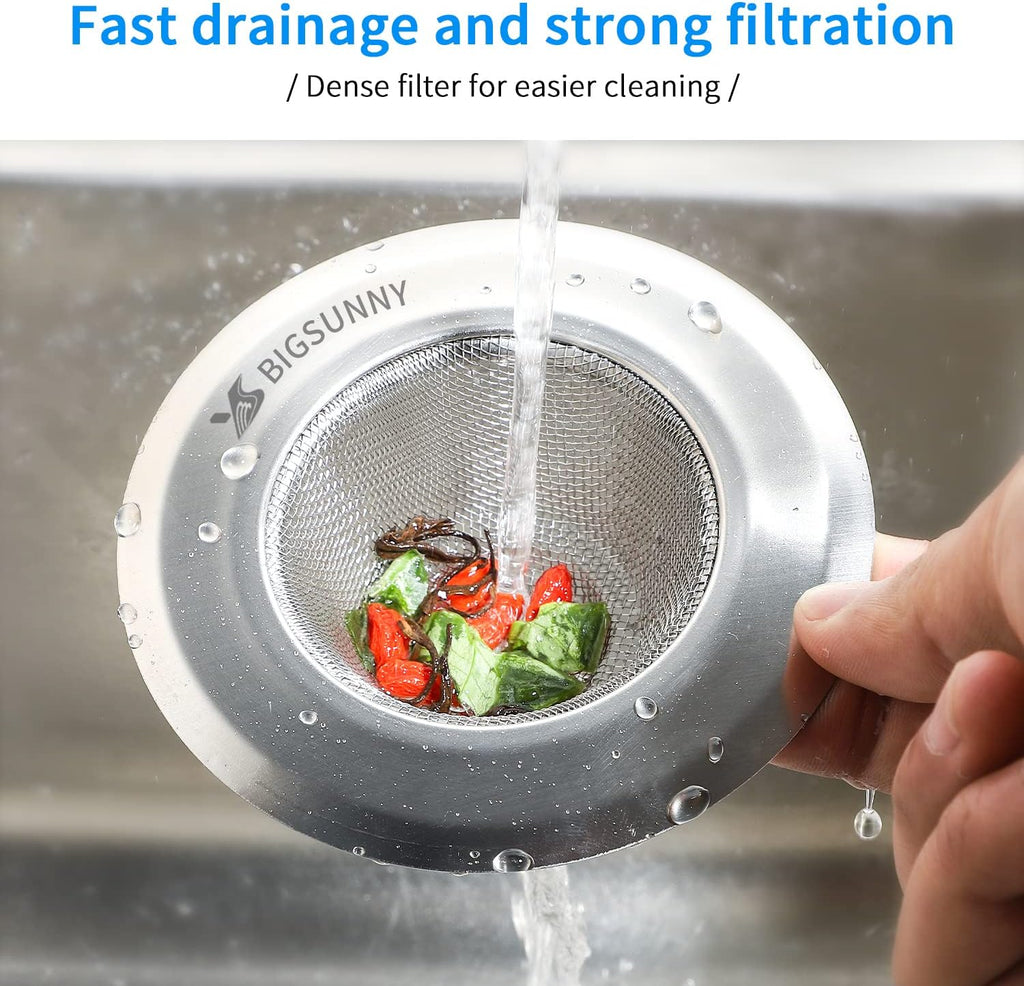 Mesh Sink Strainer Set of 3, MSY BIGSUNNY Stainless Steel Kitchen Sink Strainer Kitchen Drain