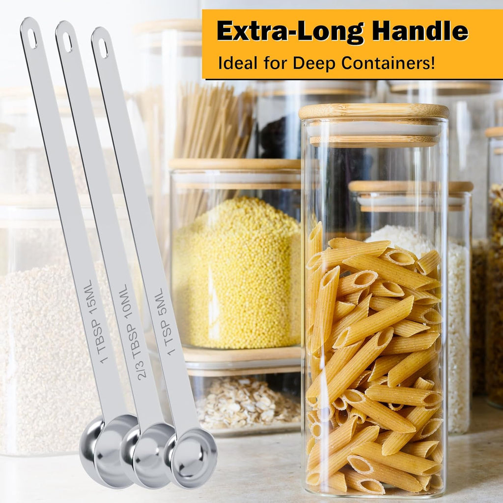 1PCS 1Tsp(1/3tbsp, 5ml) Extra Long Handle Measuring Spoon, Single Stainless Steel Individual