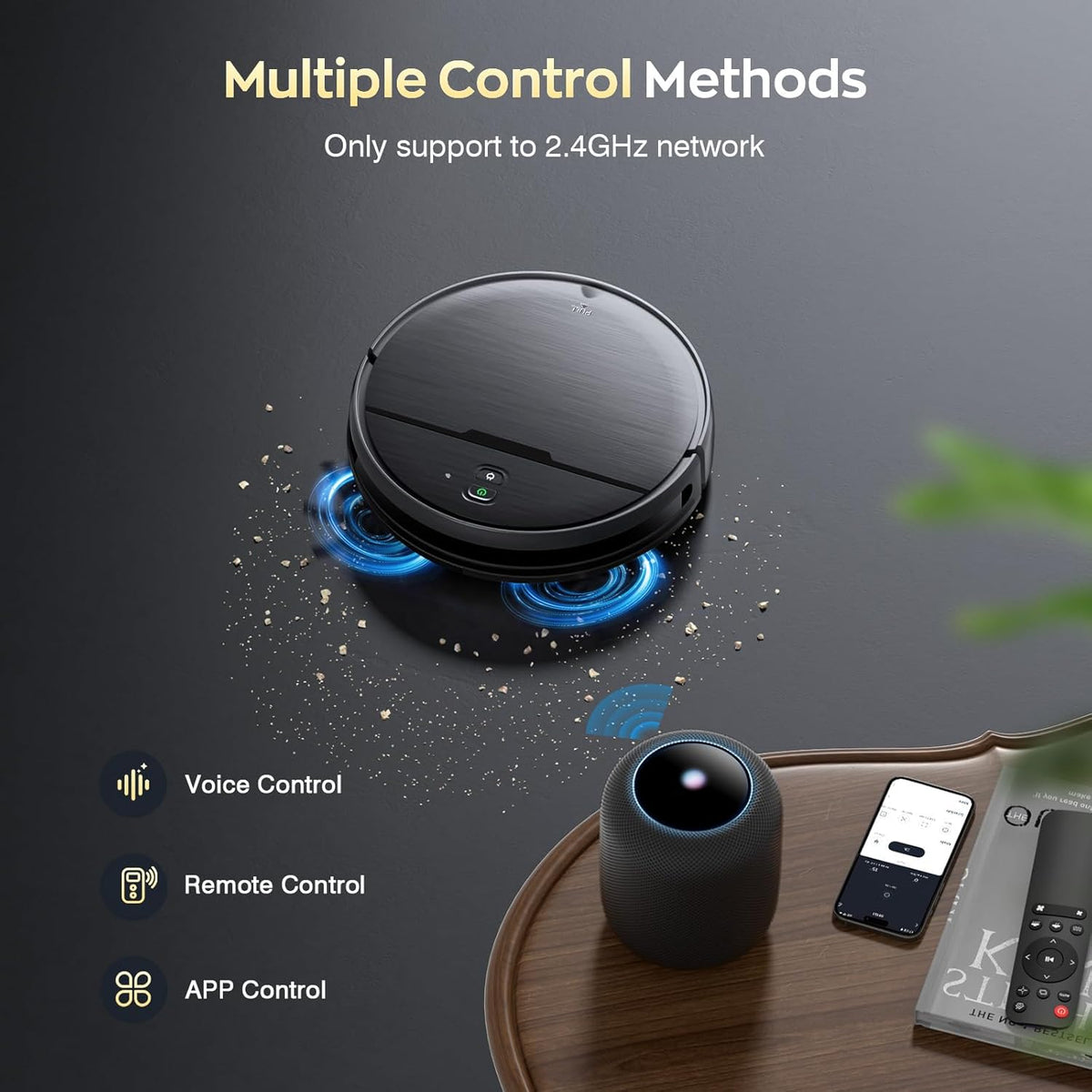 Robot Vacuum and Mop Combo, 2 in 1 Robotic Vacuums Cleaner with WiFi/App, Robot Vacuum with Water